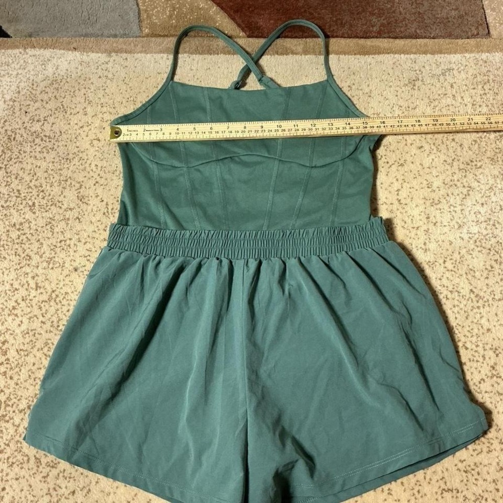 Victoria's Secret Pink Ultimate Runsie Green one-piece Romper Yoga Size M - Picture 4 of 8